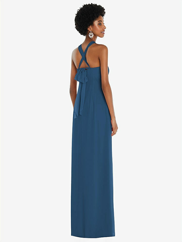 【NEW】【STYLE: 3109】ドレープ シフォン grecian 列 ガウン コンバーチブル ストラップ【COLOR: Dusk Blue】【SIZE: 00-30W】