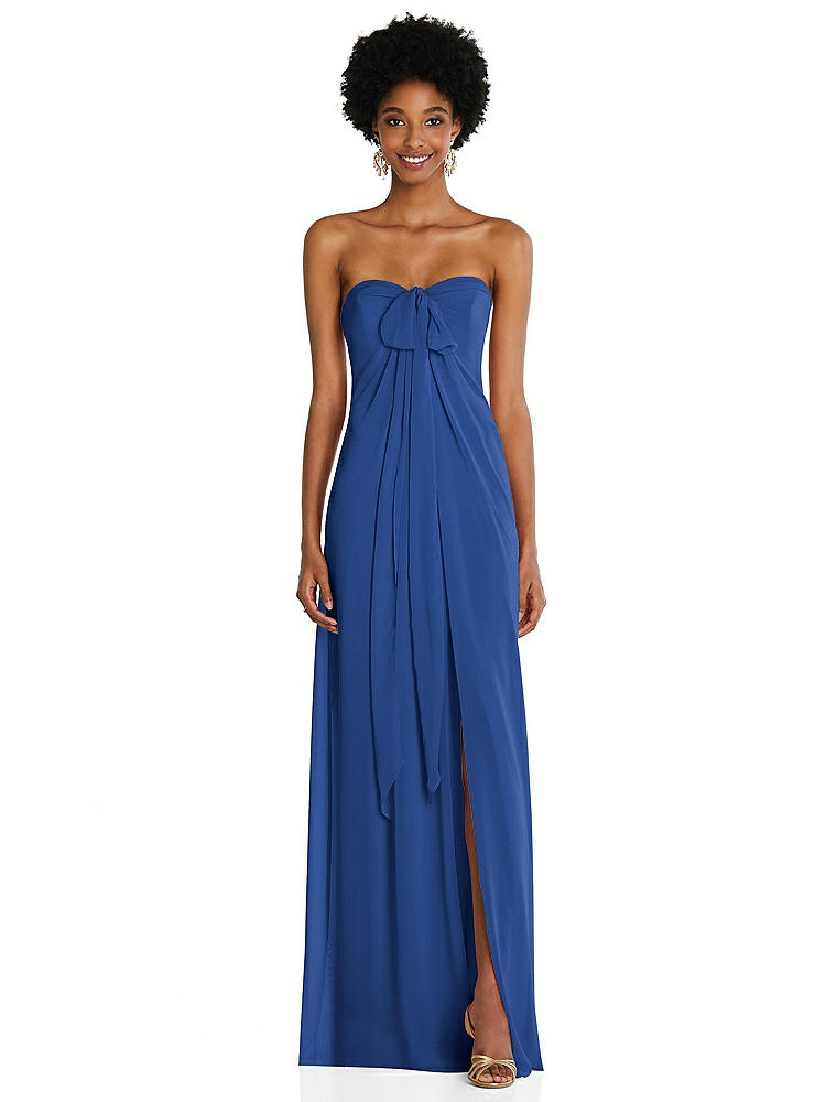 【STYLE: 3109】Draped Chiffon Grecian Column Gown with Convertible Straps【COLOR: Classic Blue】