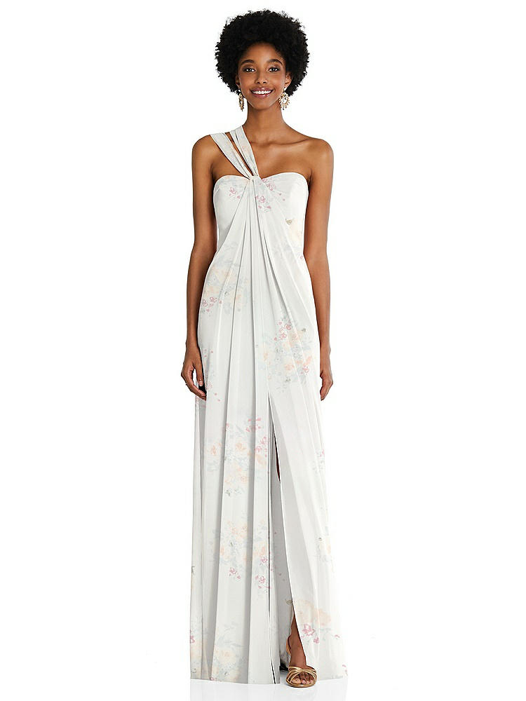 【STYLE: 3109】Draped Chiffon Grecian Column Gown with Convertible Straps【COLOR: Spring Fling】