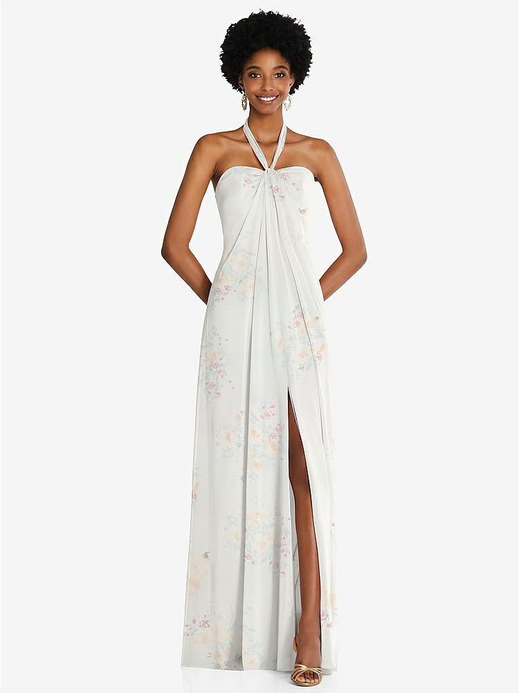【STYLE: 3109】Draped Chiffon Grecian Column Gown with Convertible Straps【COLOR: Spring Fling】