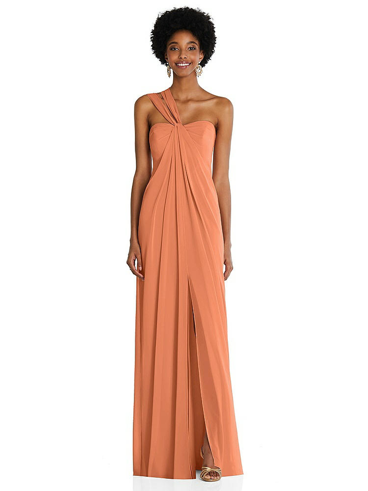 【NEW】【STYLE: 3109】ドレープ シフォン grecian 列 ガウン コンバーチブル ストラップ【COLOR: Sweet Melon】【SIZE: 00-30W】