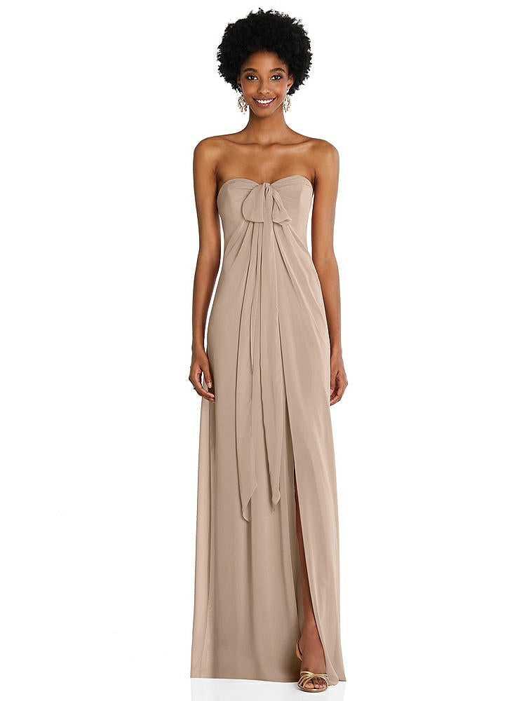 【STYLE: 3109】Draped Chiffon Grecian Column Gown with Convertible Straps【COLOR: Topaz】