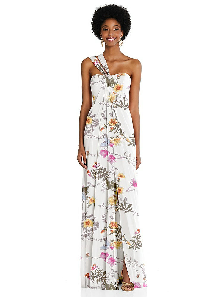 【NEW】【STYLE: 3109】ドレープ シフォン grecian 列 ガウン コンバーチブル ストラップ【COLOR: Butterfly Botanica Ivory】【SIZE: 00-30W】