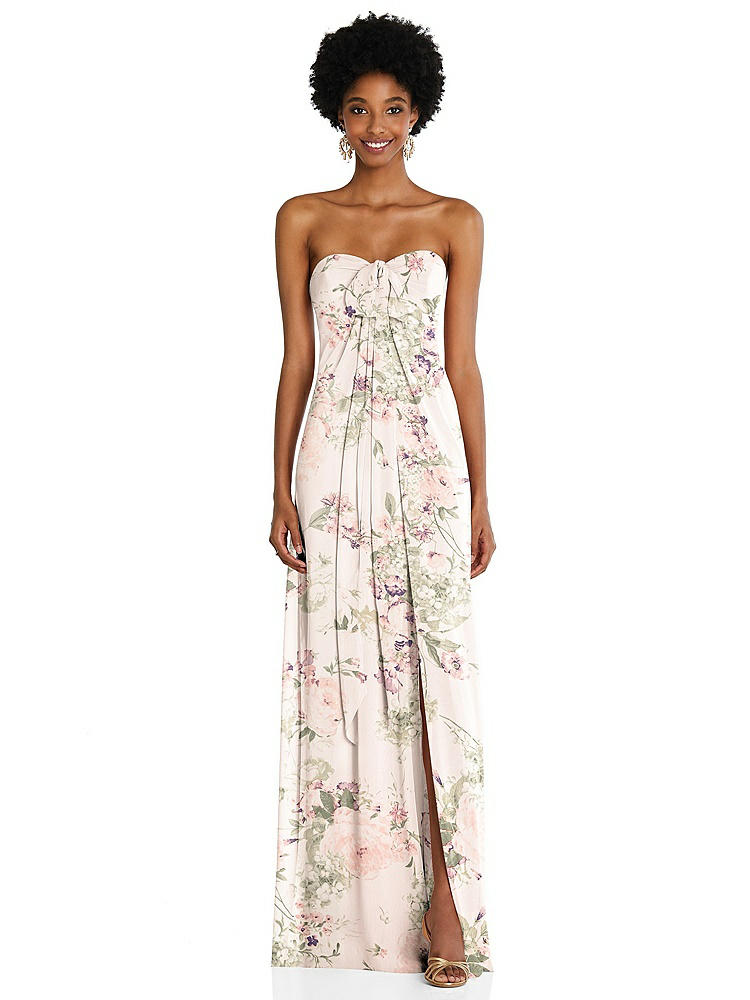 【STYLE: 3109】Draped Chiffon Grecian Column Gown with Convertible Straps【COLOR: Blush Garden】