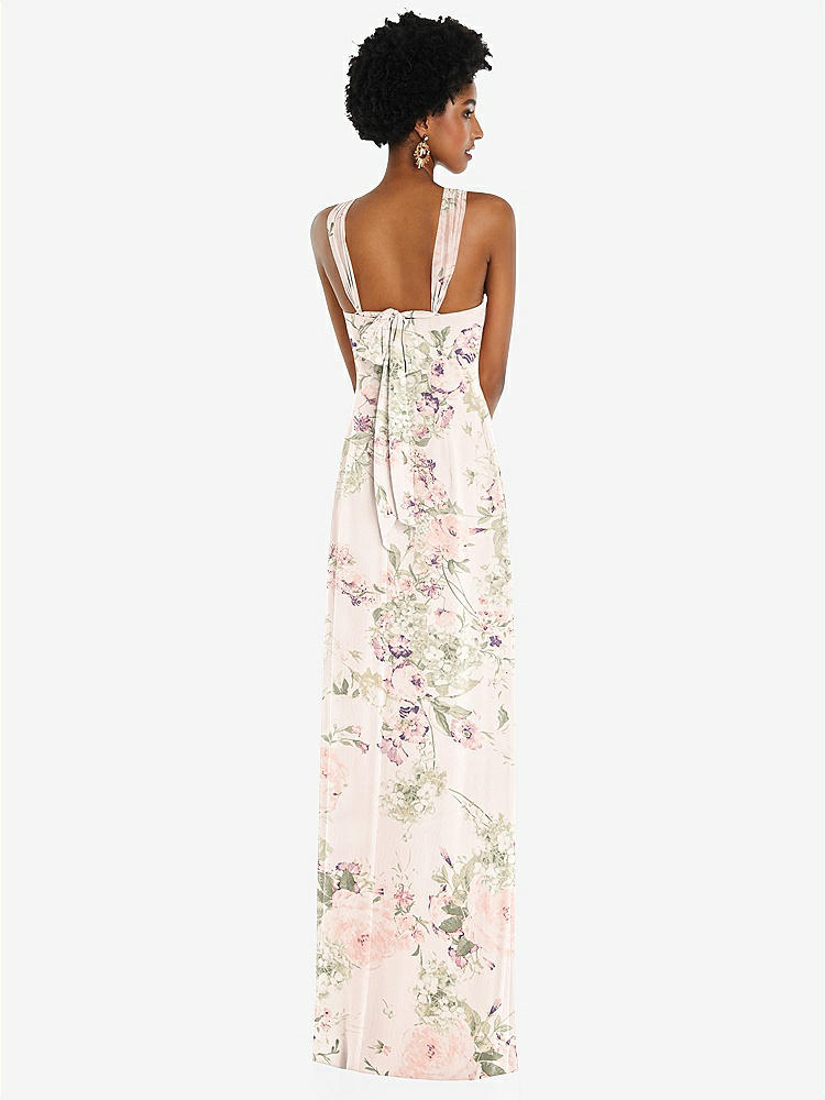 【STYLE: 3109】Draped Chiffon Grecian Column Gown with Convertible Straps【COLOR: Blush Garden】