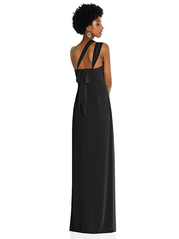 【STYLE: 3109】Draped Chiffon Grecian Column Gown with Convertible Straps【COLOR: Black】