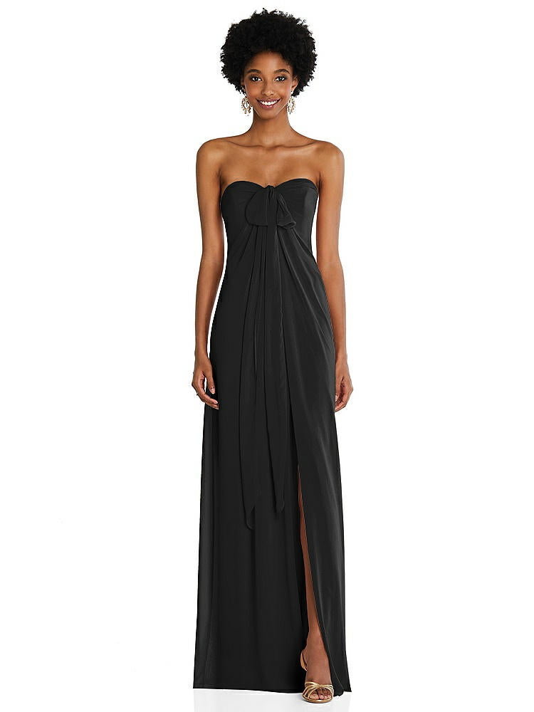 【STYLE: 3109】Draped Chiffon Grecian Column Gown with Convertible Straps【COLOR: Black】