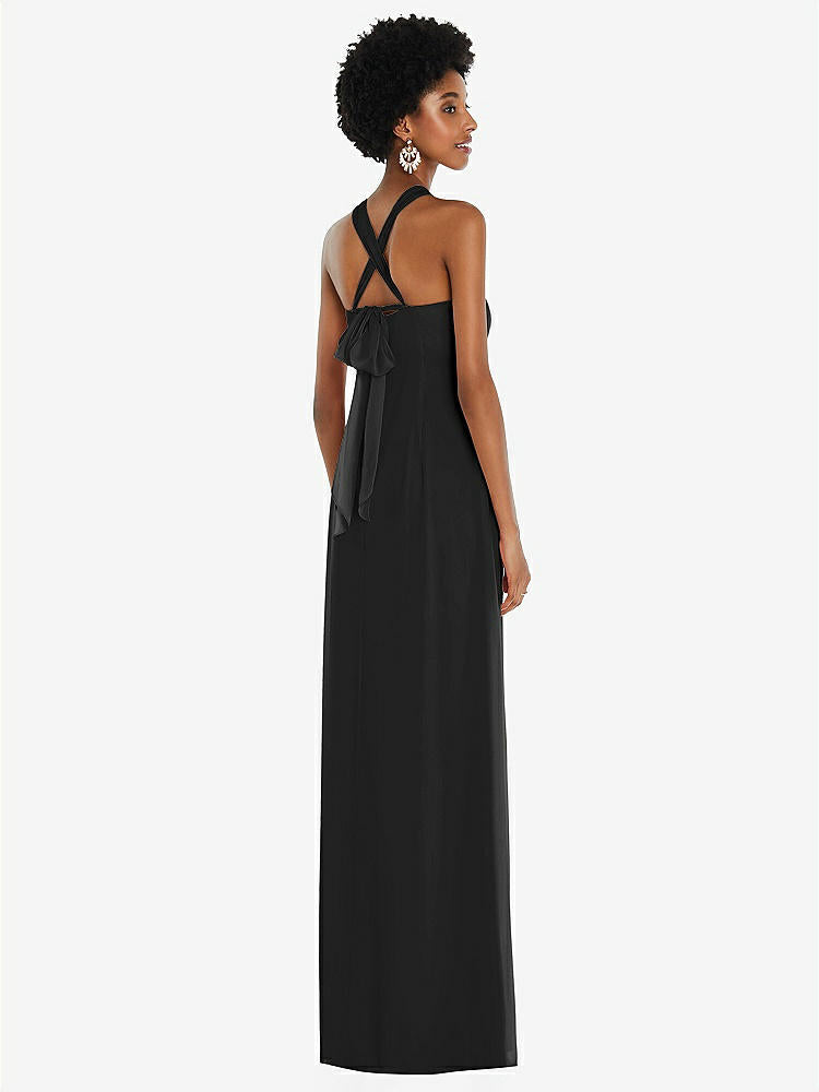 【STYLE: 3109】Draped Chiffon Grecian Column Gown with Convertible Straps【COLOR: Black】