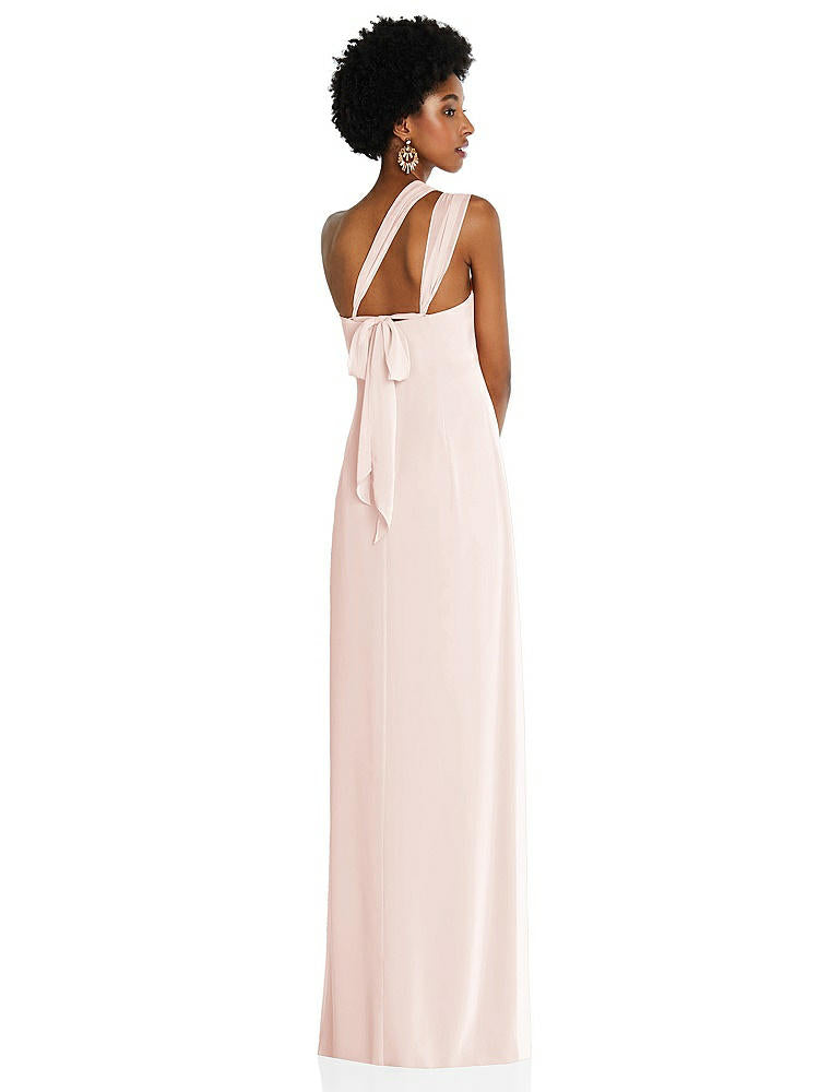 【STYLE: 3109】Draped Chiffon Grecian Column Gown with Convertible Straps【COLOR: Blush】