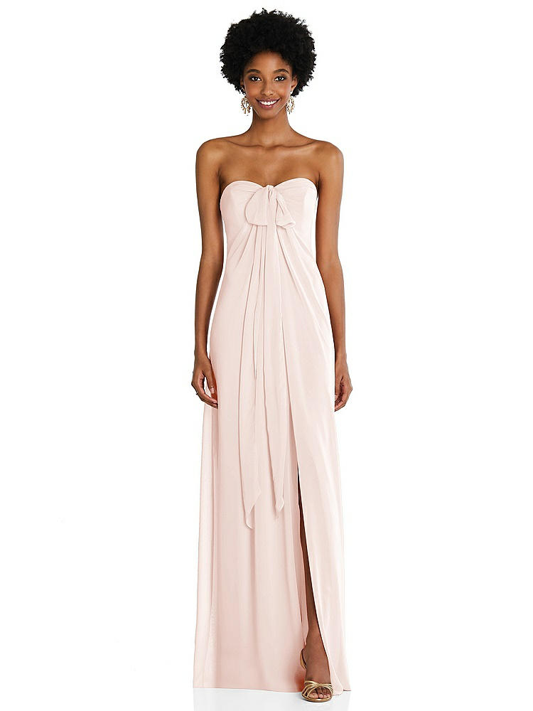 【STYLE: 3109】Draped Chiffon Grecian Column Gown with Convertible Straps【COLOR: Blush】