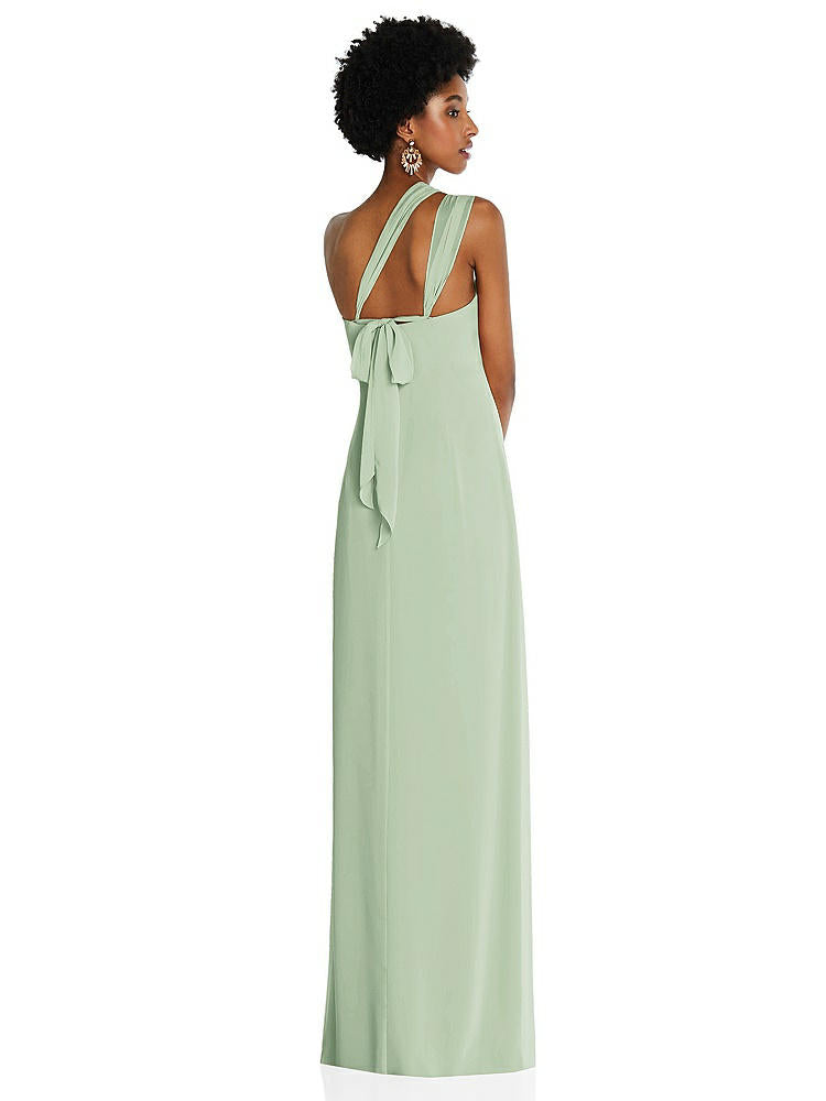 【STYLE: 3109】Draped Chiffon Grecian Column Gown with Convertible Straps【COLOR: Celadon】