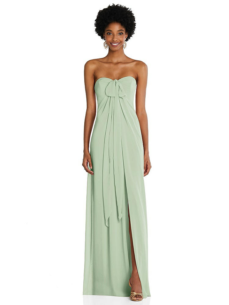 【STYLE: 3109】Draped Chiffon Grecian Column Gown with Convertible Straps【COLOR: Celadon】