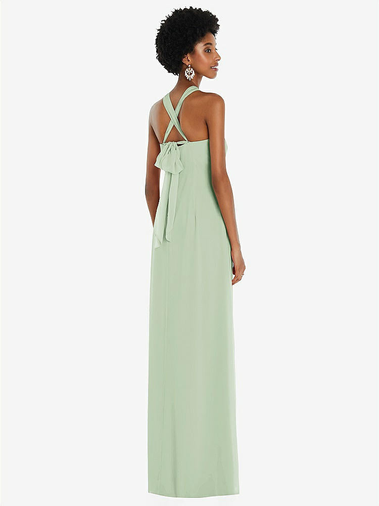 【STYLE: 3109】Draped Chiffon Grecian Column Gown with Convertible Straps【COLOR: Celadon】