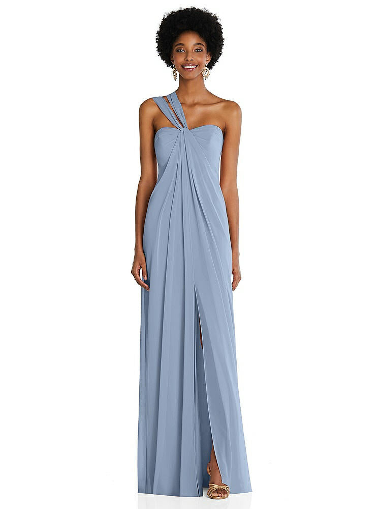 【STYLE: 3109】Draped Chiffon Grecian Column Gown with Convertible Straps【COLOR: Cloudy】