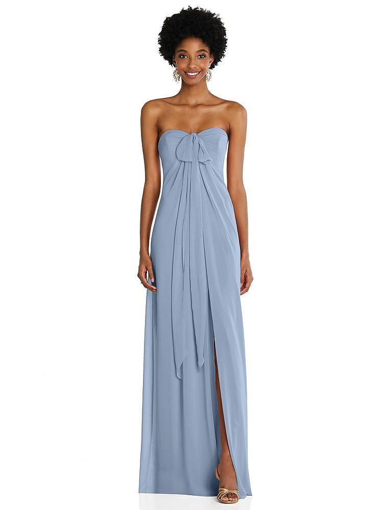 【STYLE: 3109】Draped Chiffon Grecian Column Gown with Convertible Straps【COLOR: Cloudy】