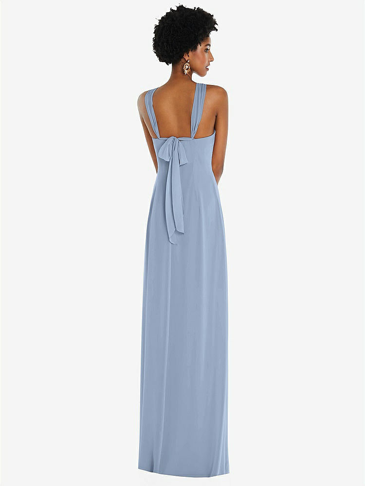 【STYLE: 3109】Draped Chiffon Grecian Column Gown with Convertible Straps【COLOR: Cloudy】