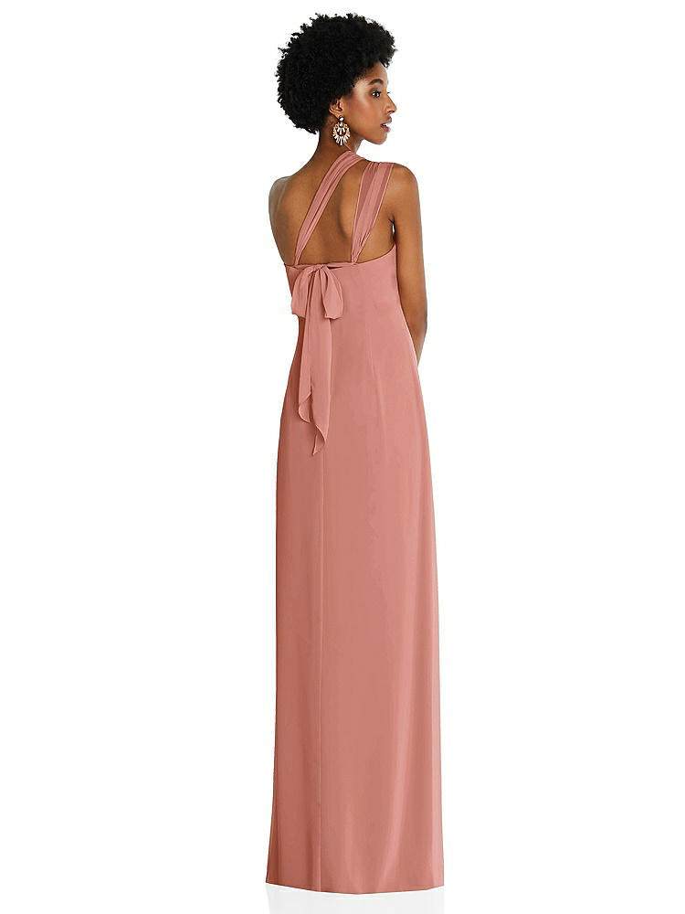 【STYLE: 3109】Draped Chiffon Grecian Column Gown with Convertible Straps【COLOR: Desert Rose】