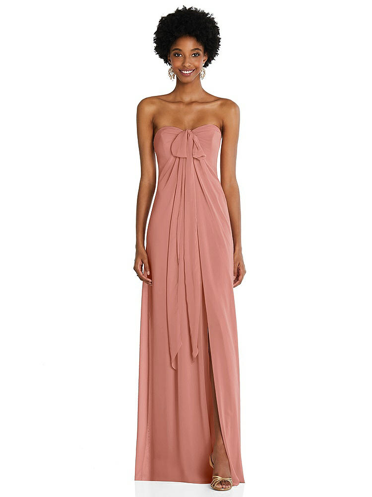 【STYLE: 3109】Draped Chiffon Grecian Column Gown with Convertible Straps【COLOR: Desert Rose】