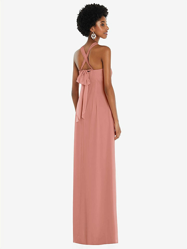 【STYLE: 3109】Draped Chiffon Grecian Column Gown with Convertible Straps【COLOR: Desert Rose】