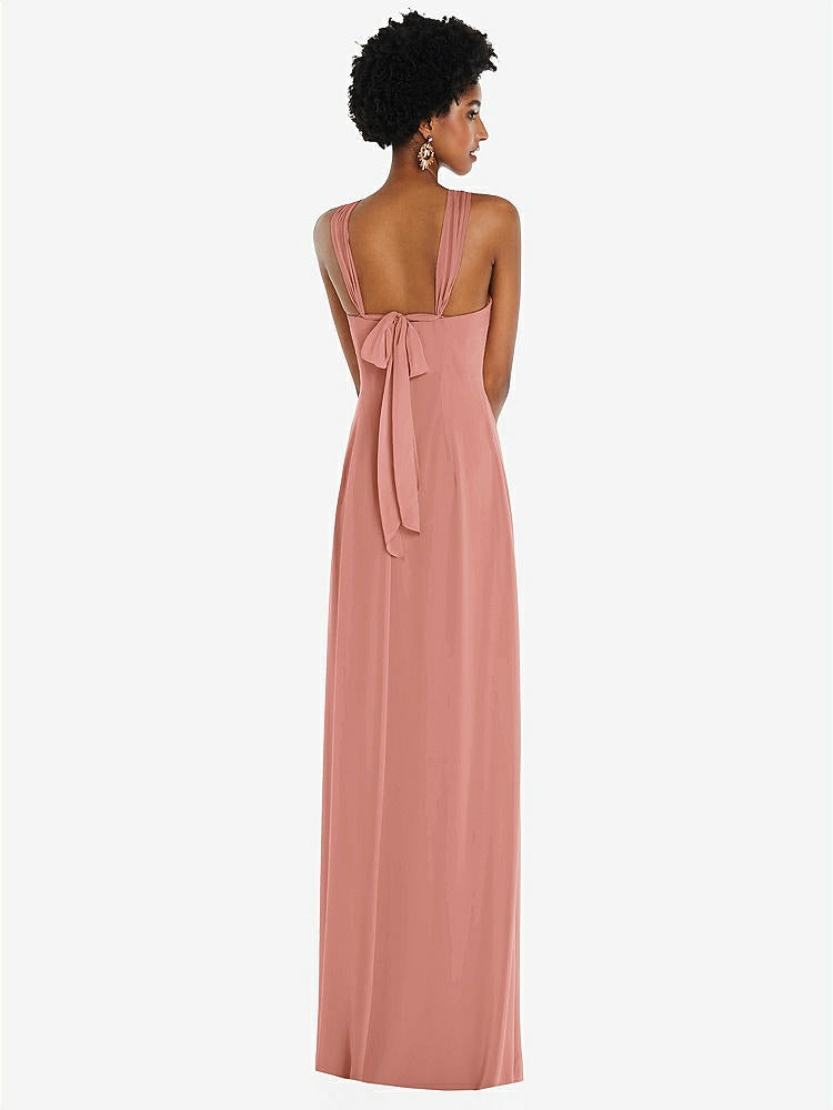 【STYLE: 3109】Draped Chiffon Grecian Column Gown with Convertible Straps【COLOR: Desert Rose】