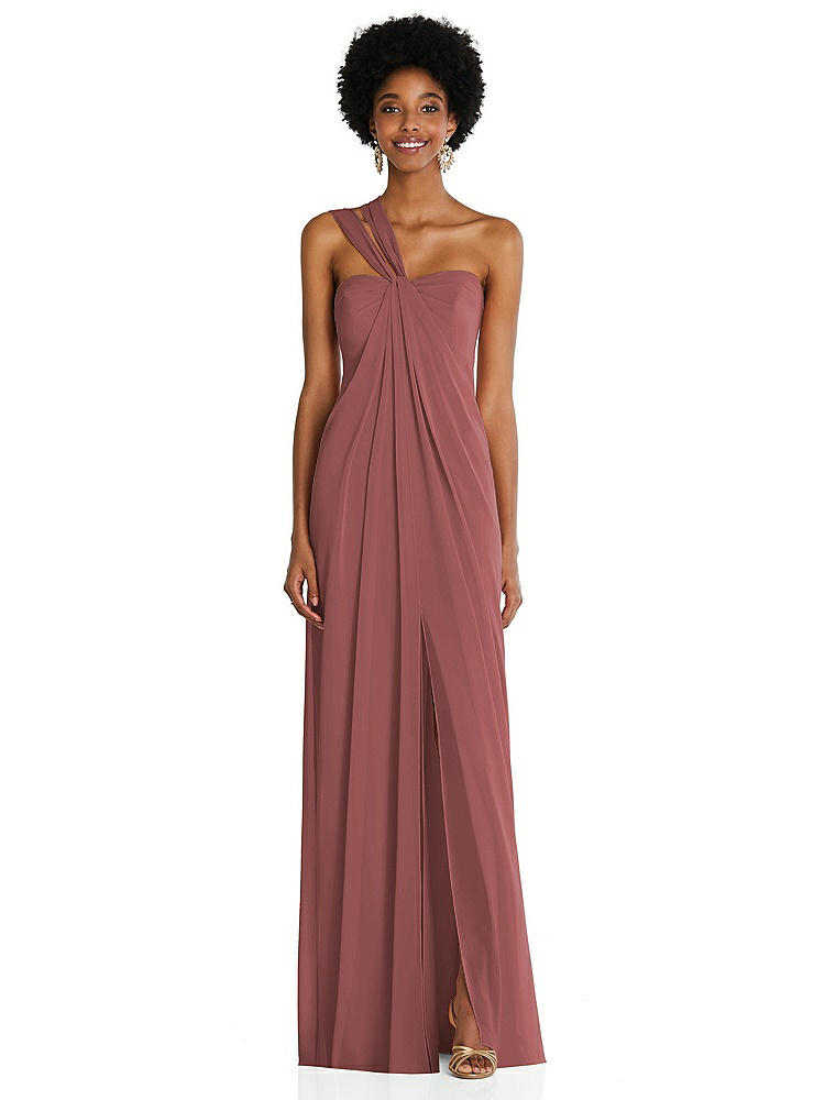 【STYLE: 3109】Draped Chiffon Grecian Column Gown with Convertible Straps【COLOR: English Rose】