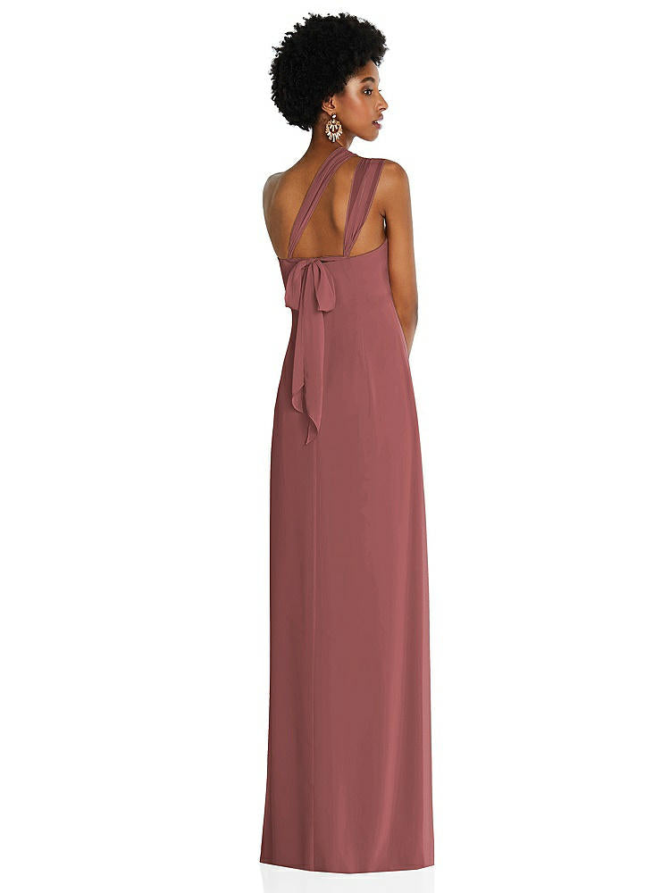 【STYLE: 3109】Draped Chiffon Grecian Column Gown with Convertible Straps【COLOR: English Rose】
