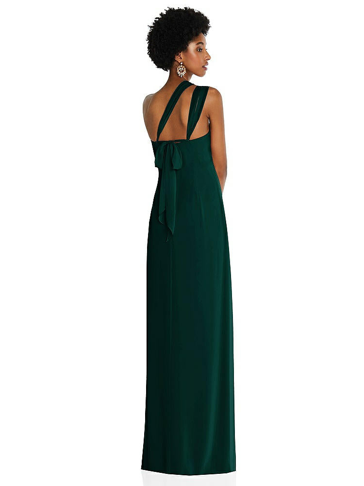 【STYLE: 3109】Draped Chiffon Grecian Column Gown with Convertible Straps【COLOR: Evergreen】