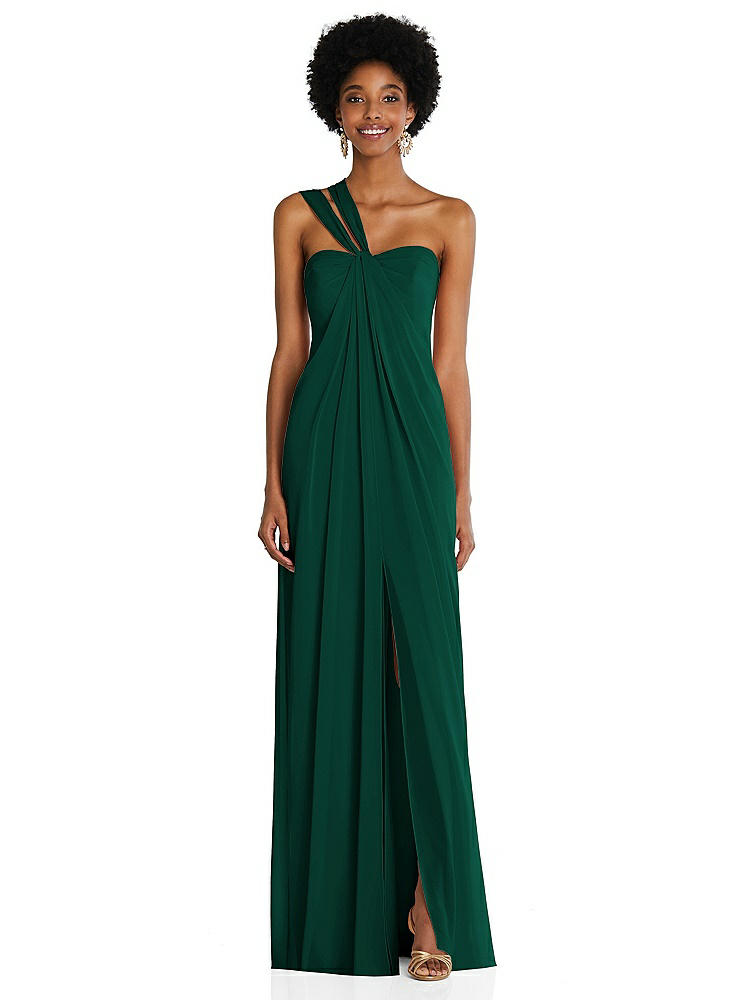 【NEW】【STYLE: 3109】ドレープ シフォン grecian 列 ガウン コンバーチブル ストラップ【COLOR: Hunter Green】【SIZE: 00-30W】