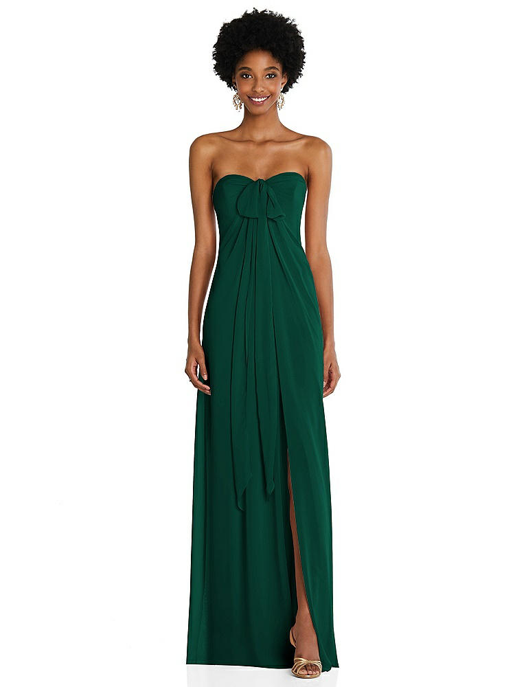 【STYLE: 3109】Draped Chiffon Grecian Column Gown with Convertible Straps【COLOR: Hunter Green】