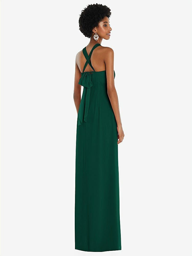 【STYLE: 3109】Draped Chiffon Grecian Column Gown with Convertible Straps【COLOR: Hunter Green】