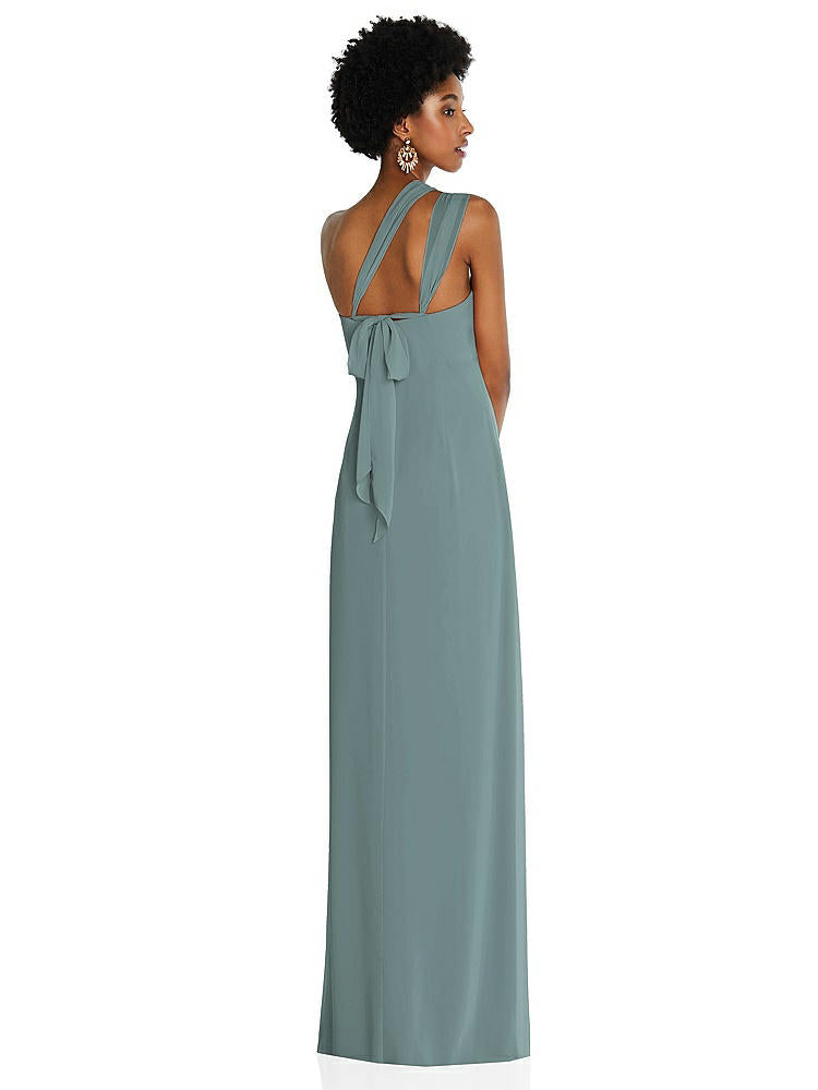 【STYLE: 3109】Draped Chiffon Grecian Column Gown with Convertible Straps【COLOR: Icelandic】