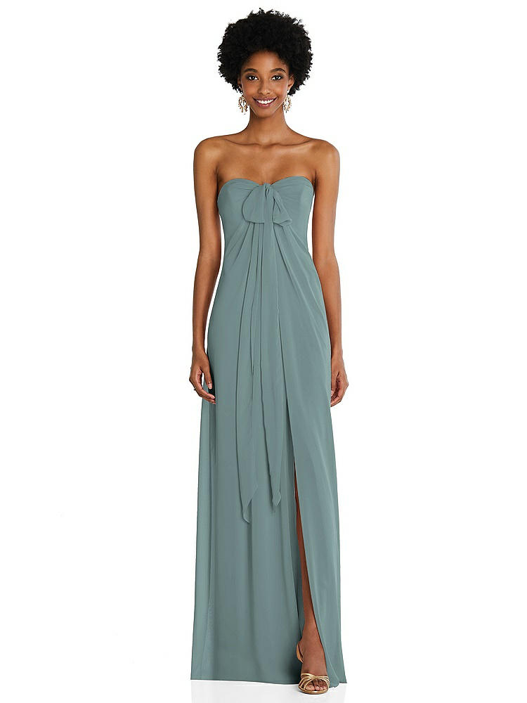 【STYLE: 3109】Draped Chiffon Grecian Column Gown with Convertible Straps【COLOR: Icelandic】