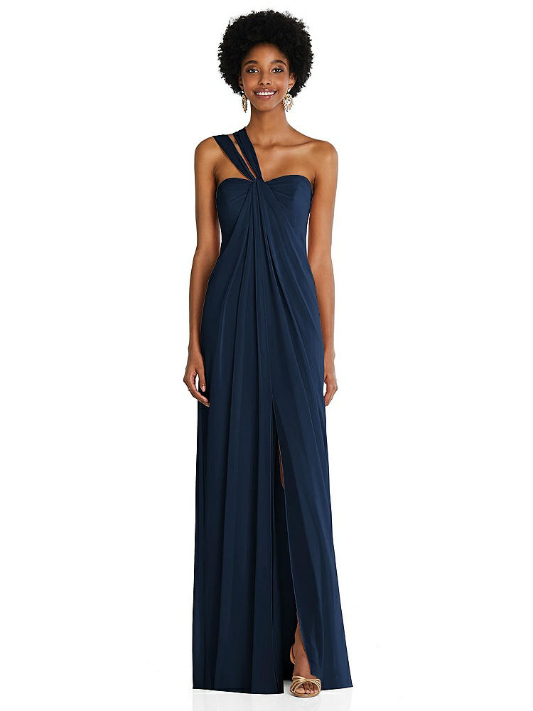 【NEW】【STYLE: 3109】ドレープ シフォン grecian 列 ガウン コンバーチブル ストラップ【COLOR: Midnight Navy】【SIZE: 00-30W】