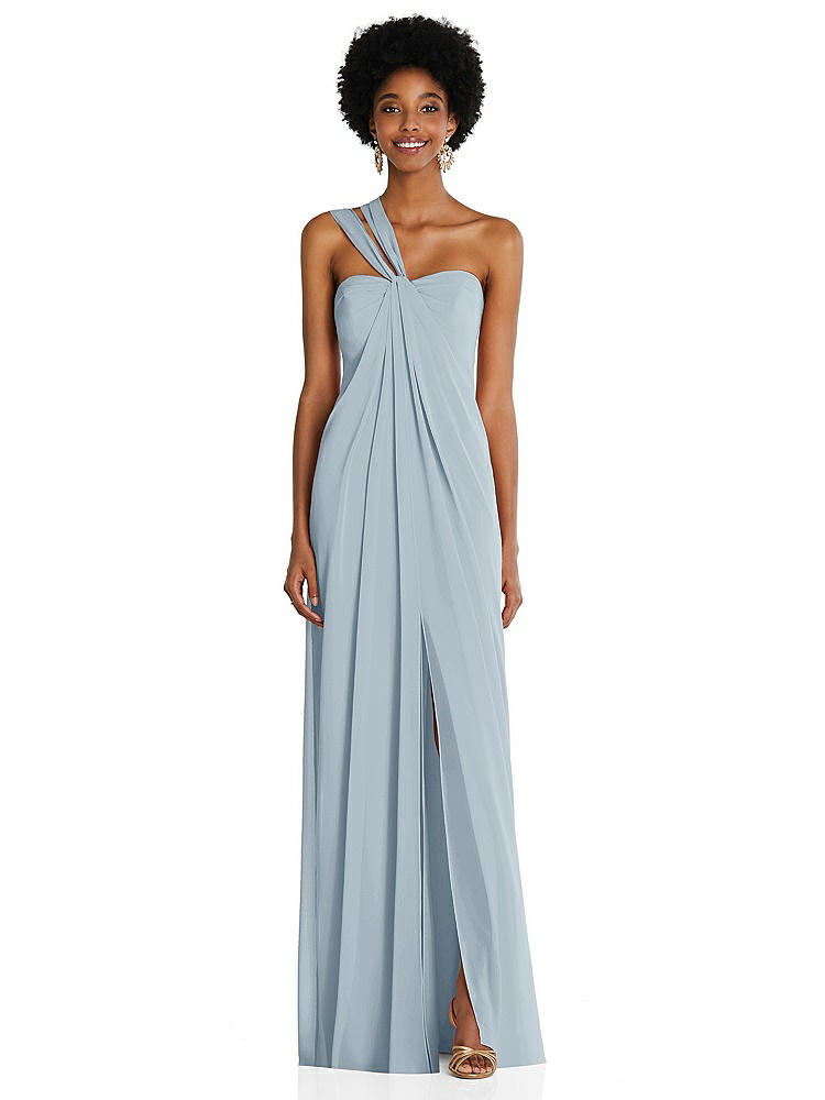 【STYLE: 3109】Draped Chiffon Grecian Column Gown with Convertible Straps【COLOR: Mist】