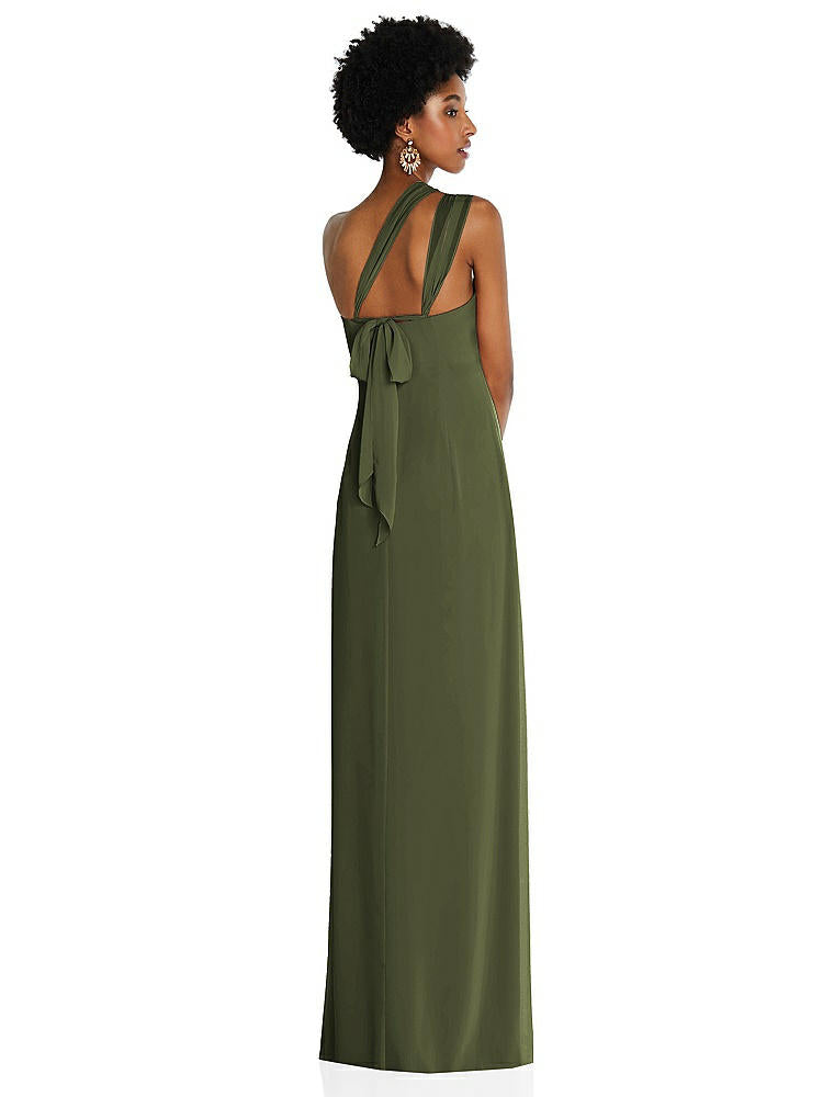 【STYLE: 3109】Draped Chiffon Grecian Column Gown with Convertible Straps【COLOR: Olive Green】