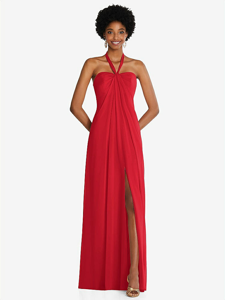 【NEW】【STYLE: 3109】ドレープ シフォン grecian 列 ガウン コンバーチブル ストラップ【COLOR: Parisian Red】【SIZE: 00-30W】