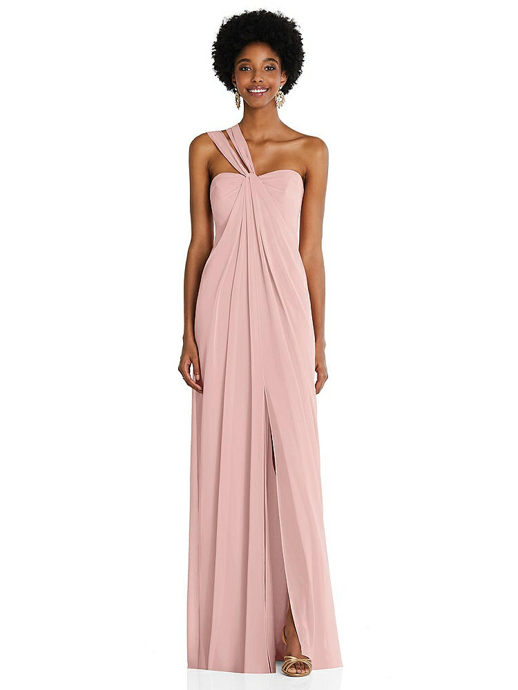 【STYLE: 3109】Draped Chiffon Grecian Column Gown with Convertible Straps【COLOR: Rose - PANTONE Rose Quartz】