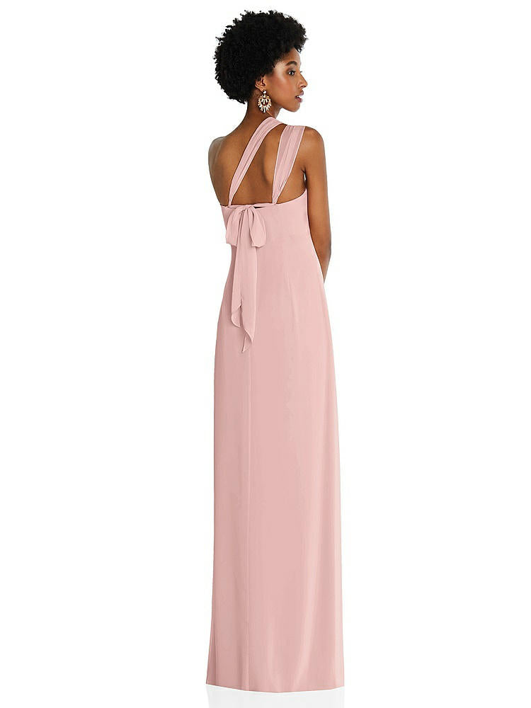 【STYLE: 3109】Draped Chiffon Grecian Column Gown with Convertible Straps【COLOR: Rose - PANTONE Rose Quartz】
