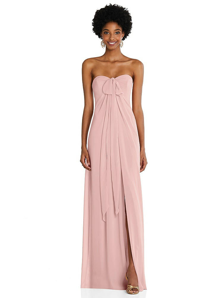 【STYLE: 3109】Draped Chiffon Grecian Column Gown with Convertible Straps【COLOR: Rose - PANTONE Rose Quartz】