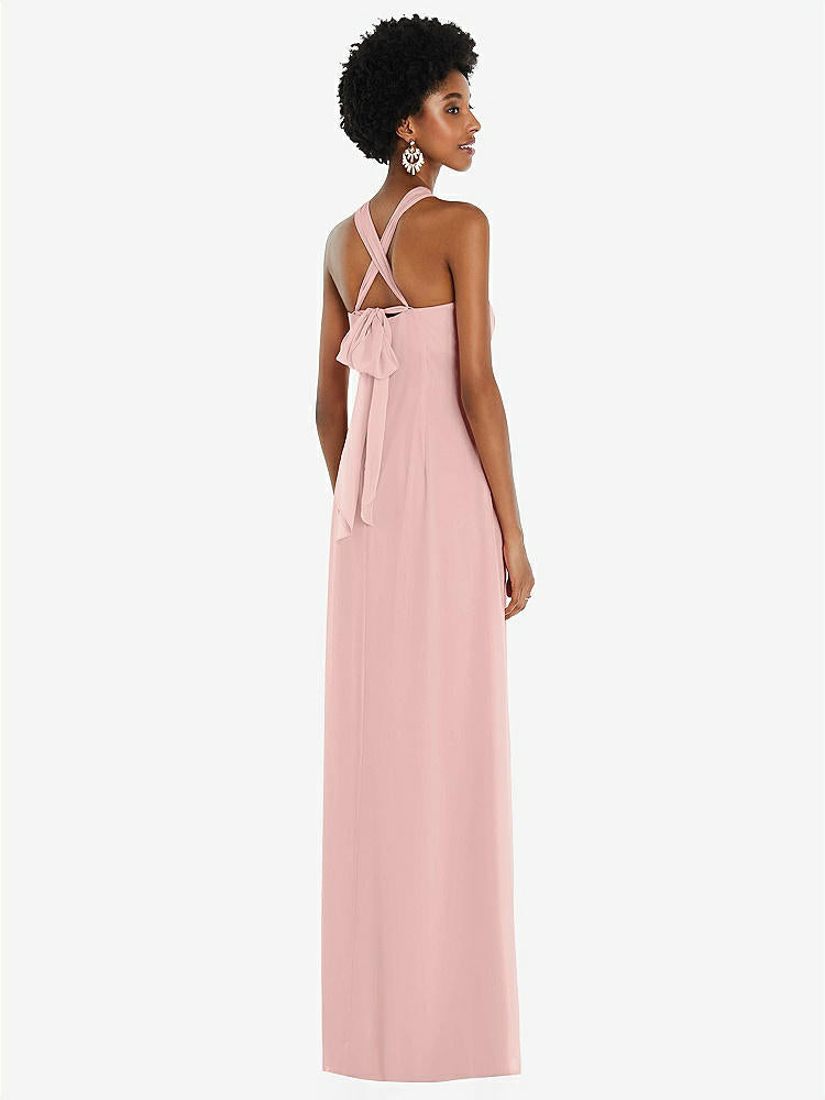 【STYLE: 3109】Draped Chiffon Grecian Column Gown with Convertible Straps【COLOR: Rose - PANTONE Rose Quartz】