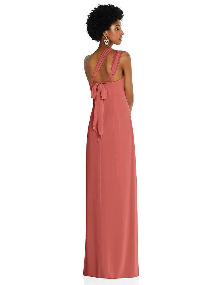 【NEW】【STYLE: 3109】ドレープ シフォン grecian 列 ガウン コンバーチブル ストラップ【COLOR: Coral Pink】【SIZE: 00-30W】