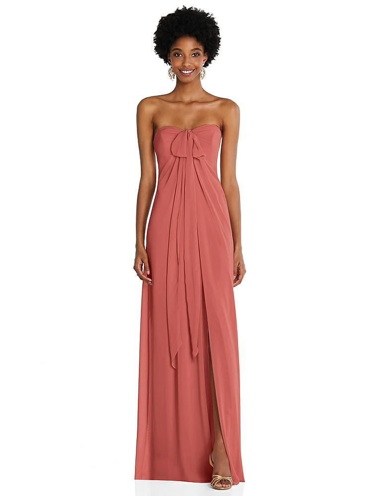 【NEW】【STYLE: 3109】ドレープ シフォン grecian 列 ガウン コンバーチブル ストラップ【COLOR: Coral Pink】【SIZE: 00-30W】