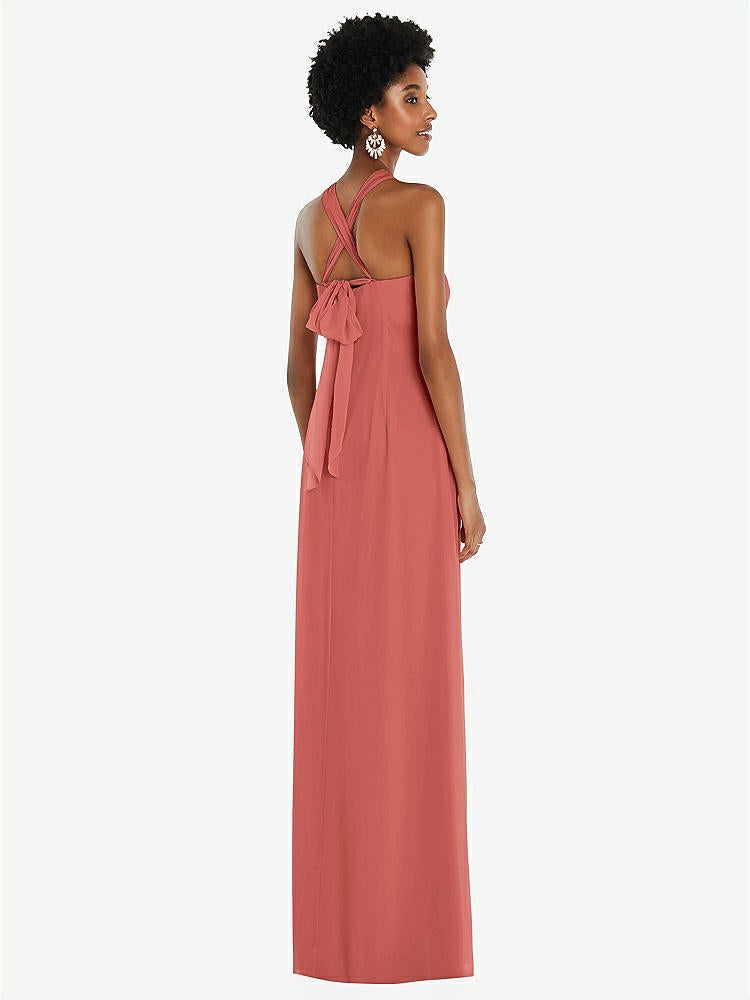 【NEW】【STYLE: 3109】ドレープ シフォン grecian 列 ガウン コンバーチブル ストラップ【COLOR: Coral Pink】【SIZE: 00-30W】