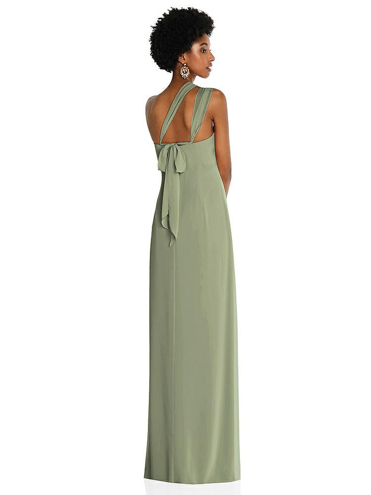 【STYLE: 3109】Draped Chiffon Grecian Column Gown with Convertible Straps【COLOR: Sage】