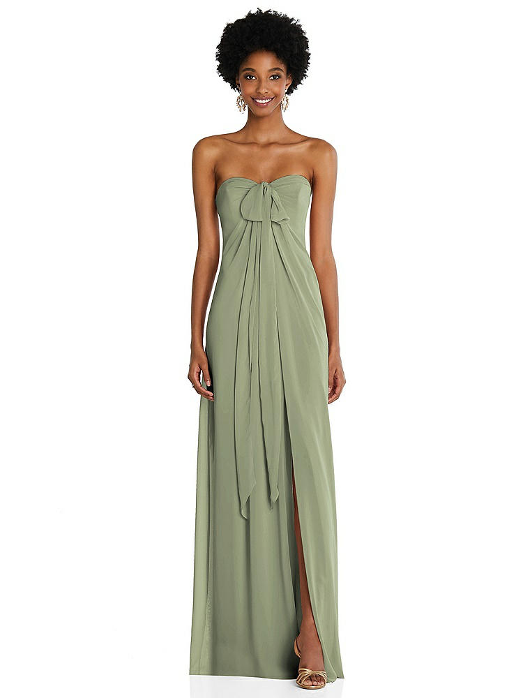 【STYLE: 3109】Draped Chiffon Grecian Column Gown with Convertible Straps【COLOR: Sage】
