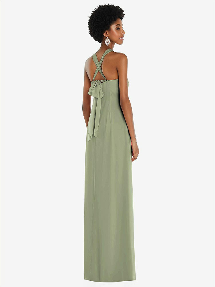 【STYLE: 3109】Draped Chiffon Grecian Column Gown with Convertible Straps【COLOR: Sage】