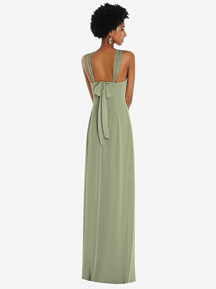 【STYLE: 3109】Draped Chiffon Grecian Column Gown with Convertible Straps【COLOR: Sage】