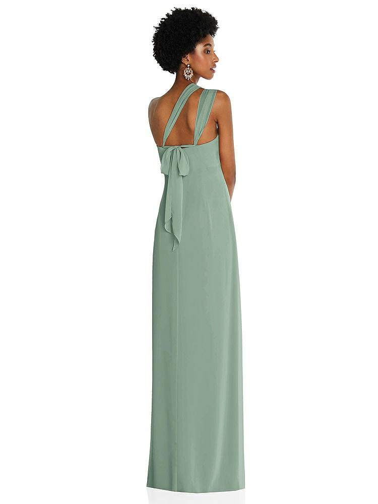 【STYLE: 3109】Draped Chiffon Grecian Column Gown with Convertible Straps【COLOR: Seagrass】