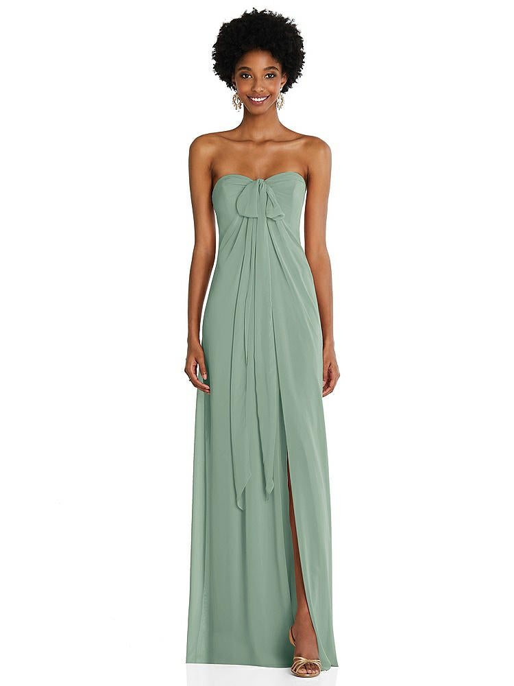 【STYLE: 3109】Draped Chiffon Grecian Column Gown with Convertible Straps【COLOR: Seagrass】