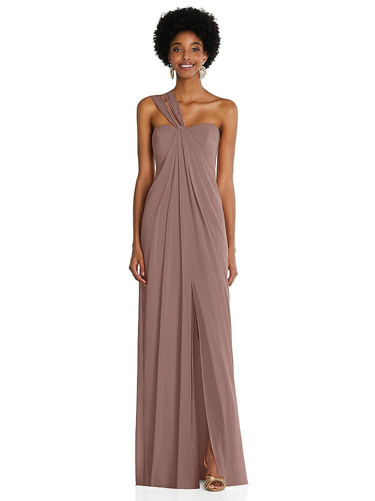 【STYLE: 3109】Draped Chiffon Grecian Column Gown with Convertible Straps【COLOR: Sienna】